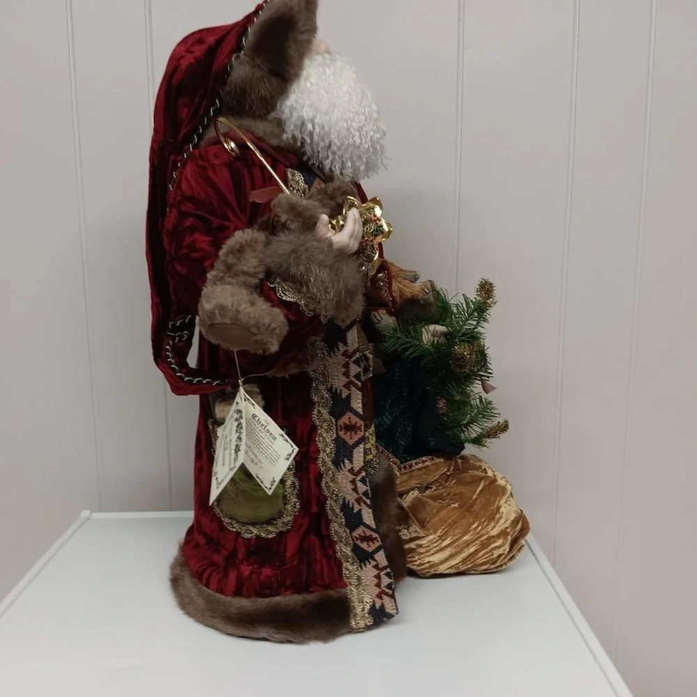 Holiday Santa Figure in Red and Green Velvet